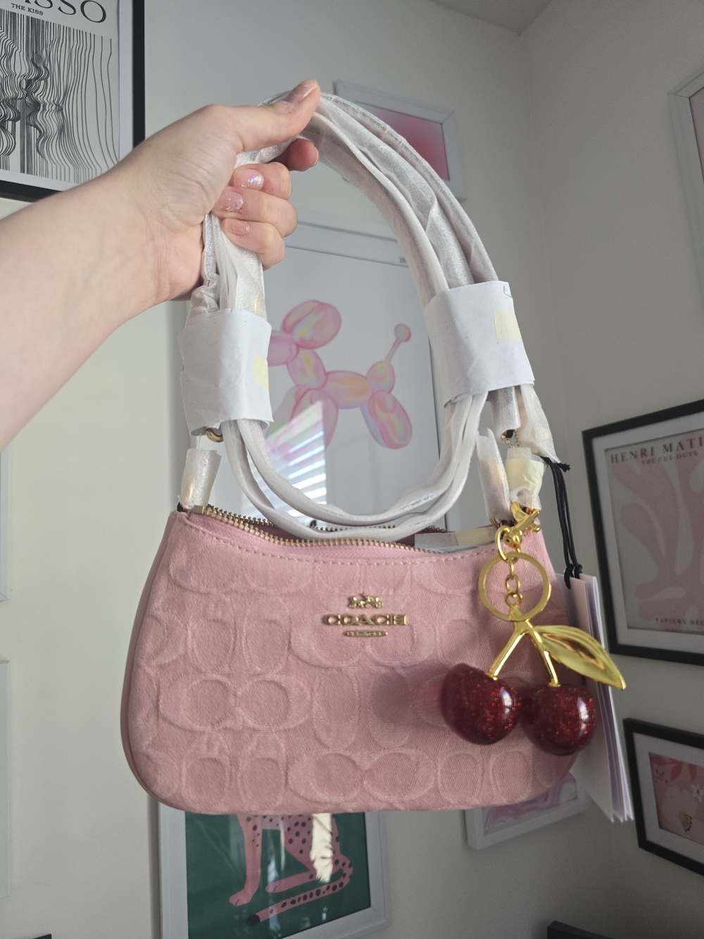 Authentic Coach Pink Denim Mini Teri with Charm And Dust Bag